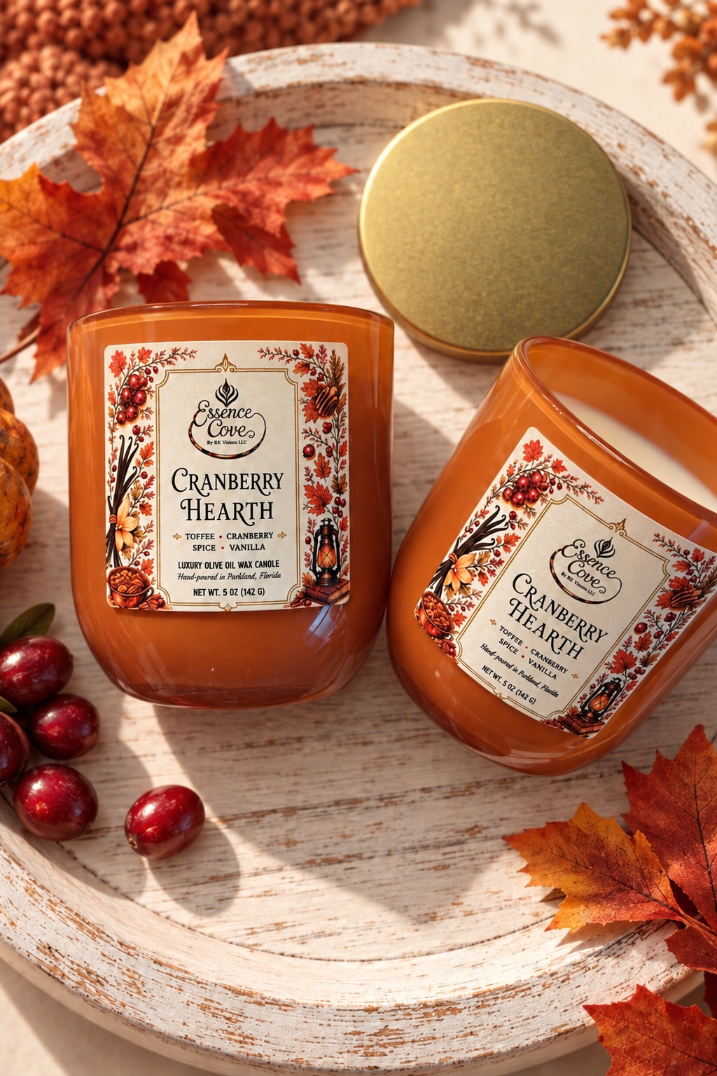 Cranberry Hearth Olive Oil Wax Candle – 5 oz