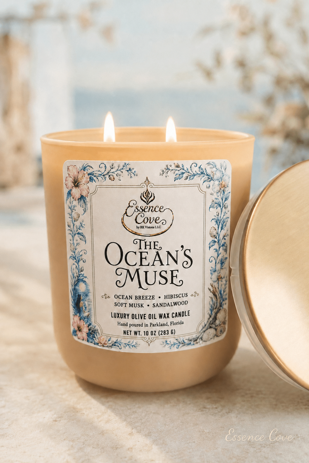 The Ocean’s Muse Luxury Olive Oil Wax Candle – 10 oz