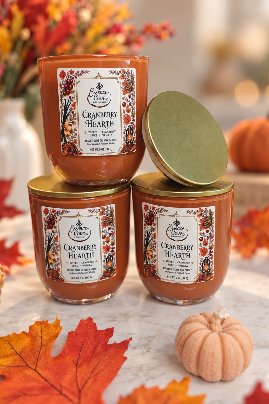 Cranberry Hearth Olive Oil Wax Candle – 5 oz